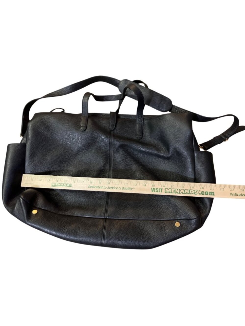 Cuyana Triple Zipper Weekender Bag Black Italian Leather Used Large - Picture 9 of 16